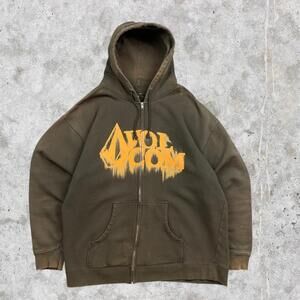 2000's Volcom Faded Brown Graphic Zip Up Hoodie